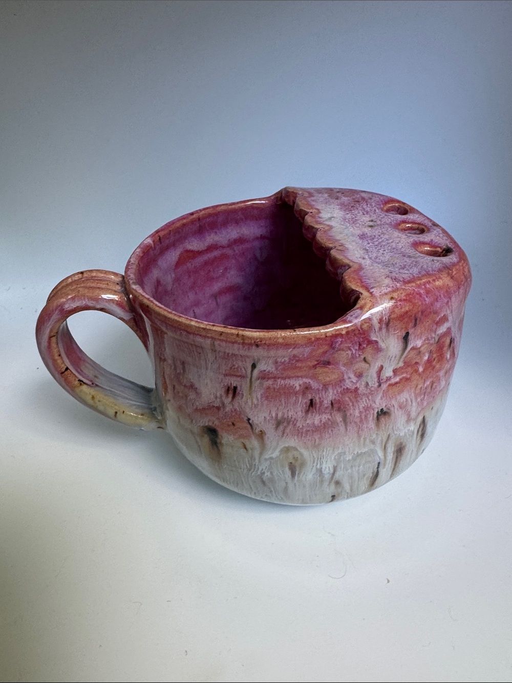Handmade Pink Glaze BERRY Bowl Mug - Ceramic